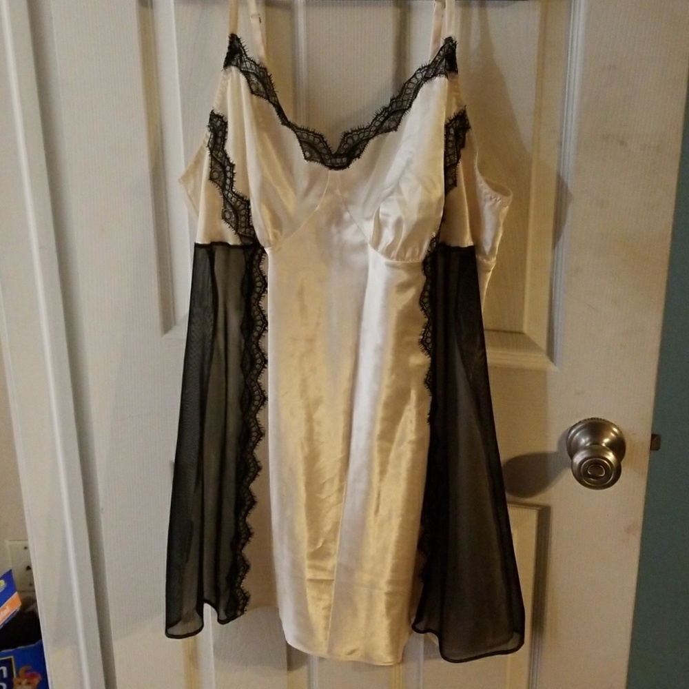 Cacique satin and lace chemise